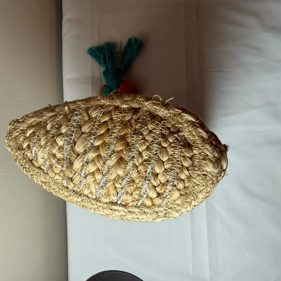 Shiraleah Woven Straw Clutch with Colorful Pom-Pom Accent - Picture 5 of 8